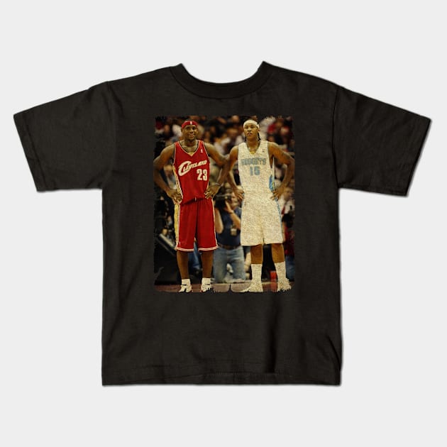 Carmelo Anthony and LeBron James Kids T-Shirt by Wendyshopart